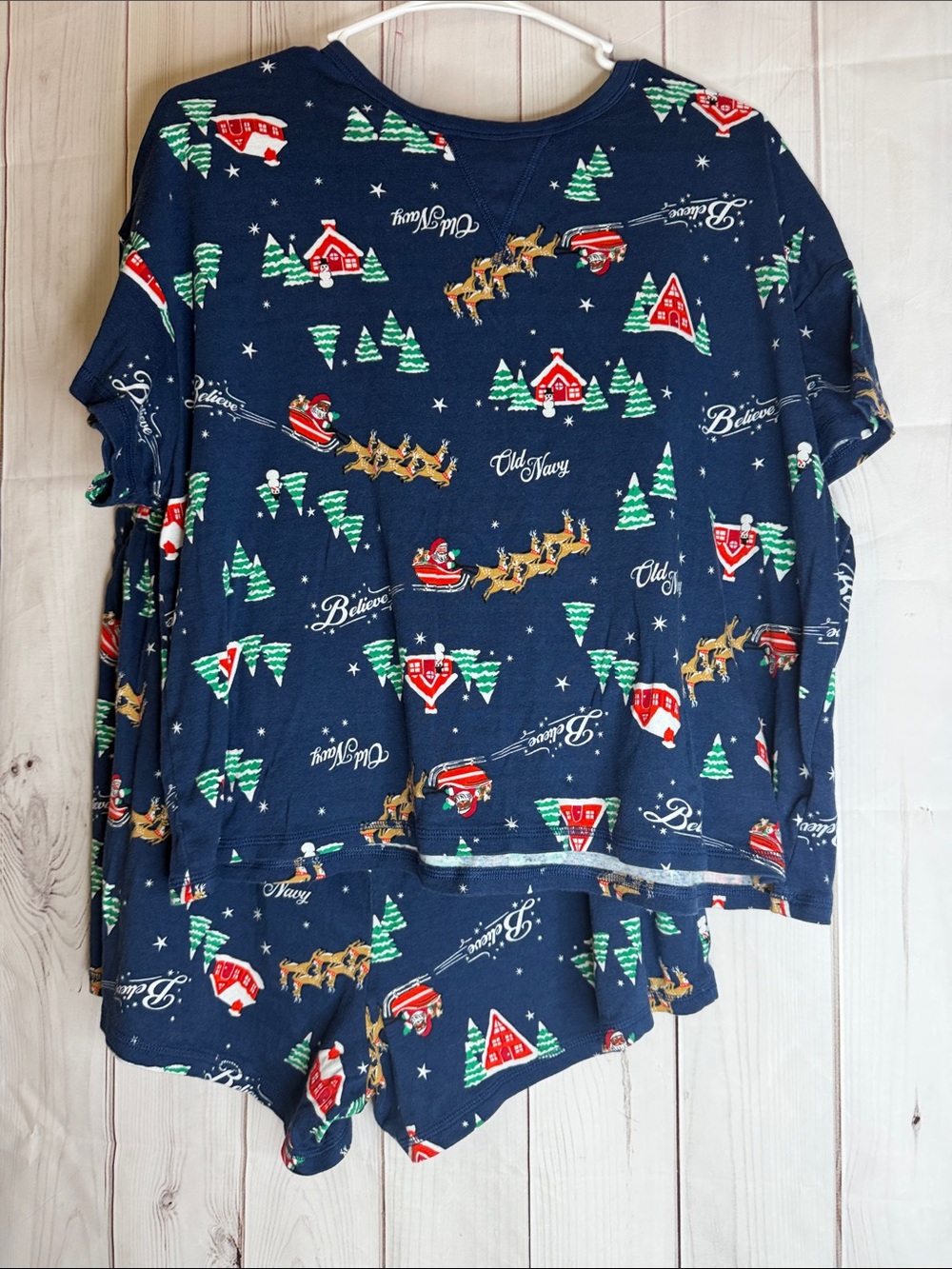 Old Navy womens Christmas holiday 100% cotton cropped Pajama Set xl -1138